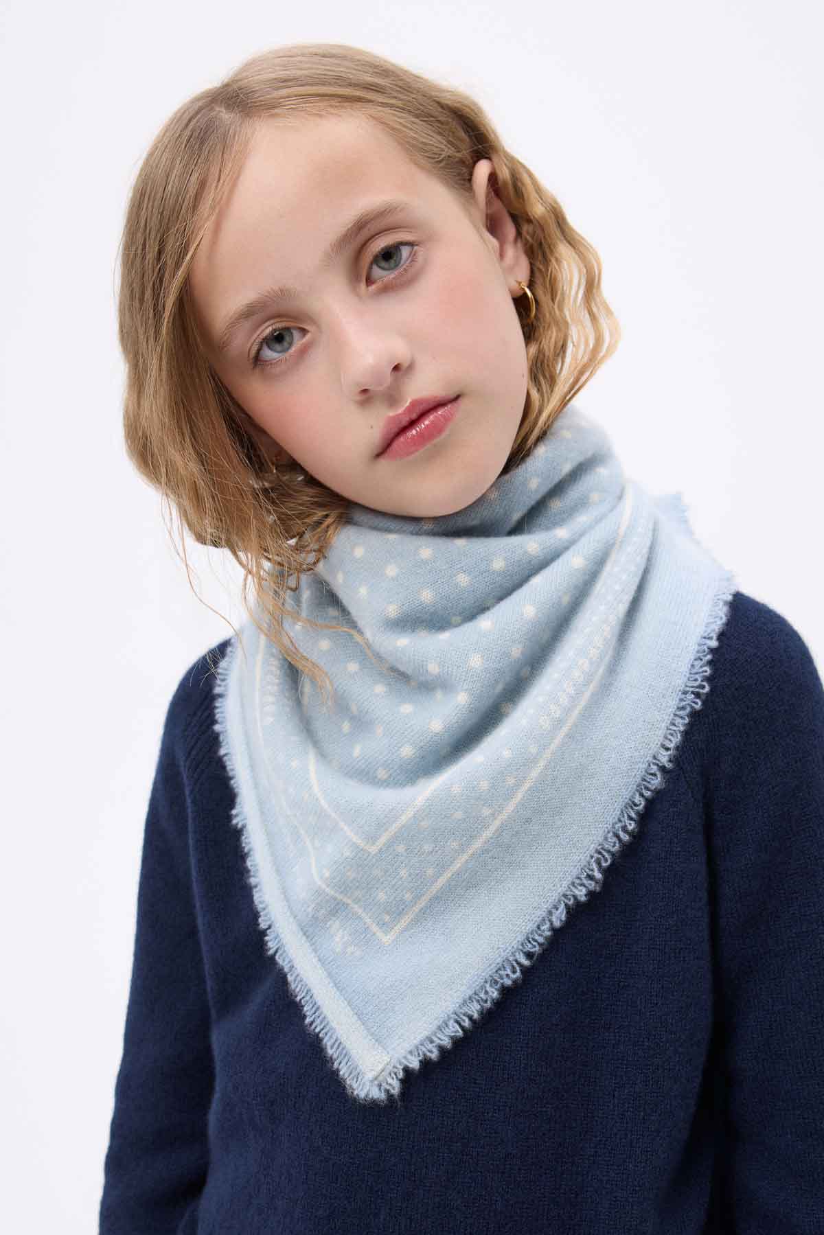 Bandana Small Heritage Pois bleu ciel blanc