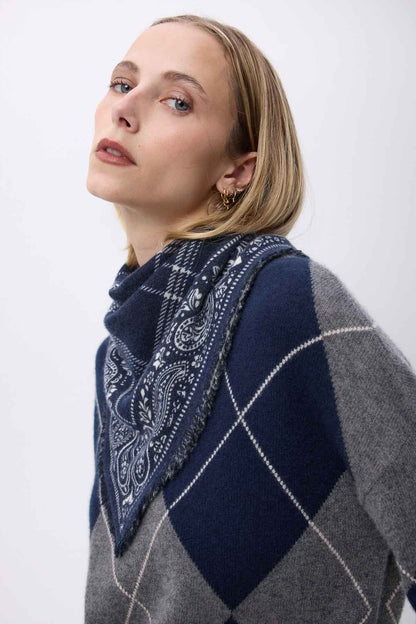 Bandana Tartan bleu marine