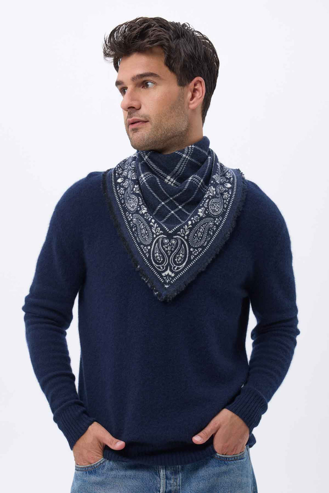 Bandana Tartan bleu marine