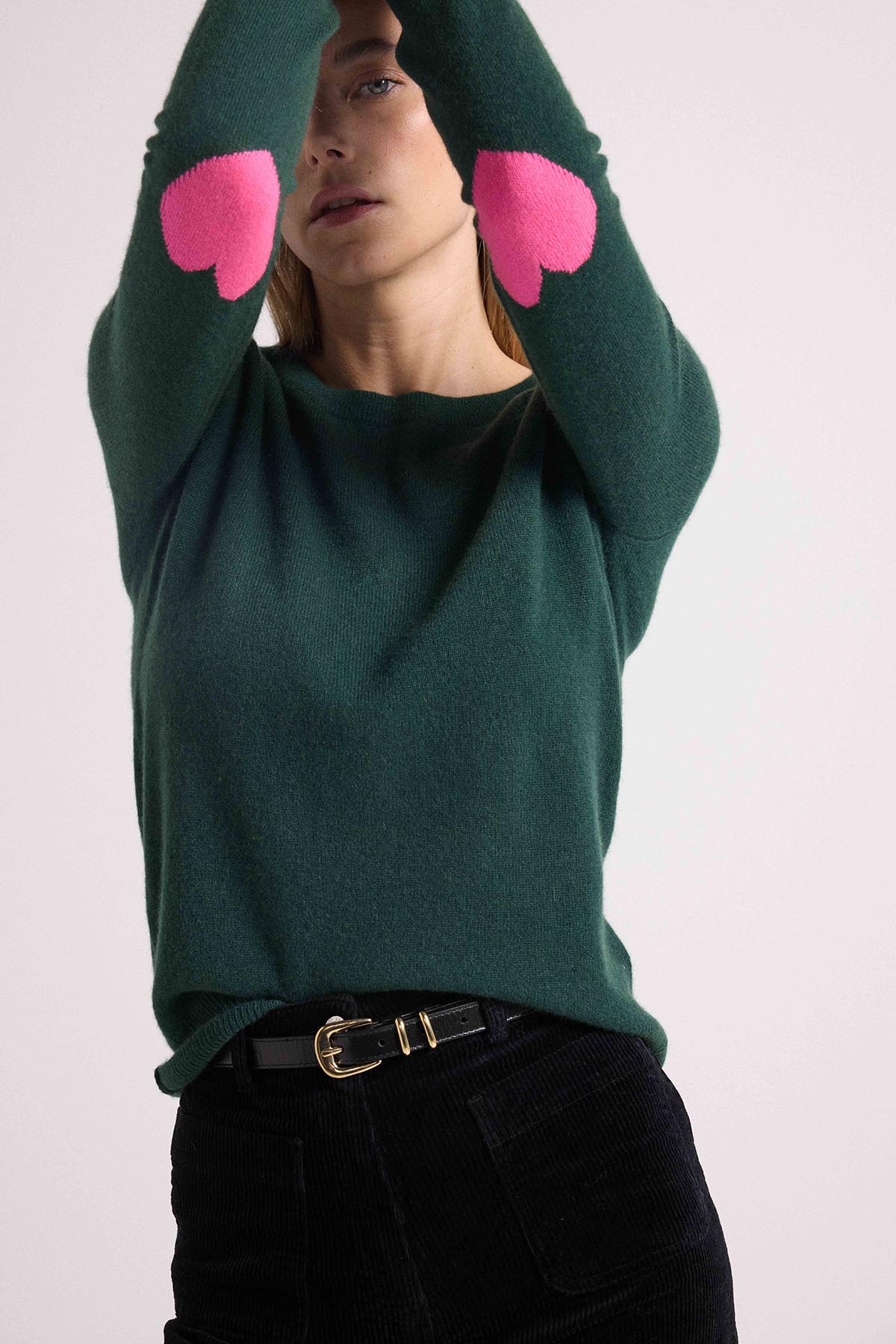 Zaime vert coeurs rose