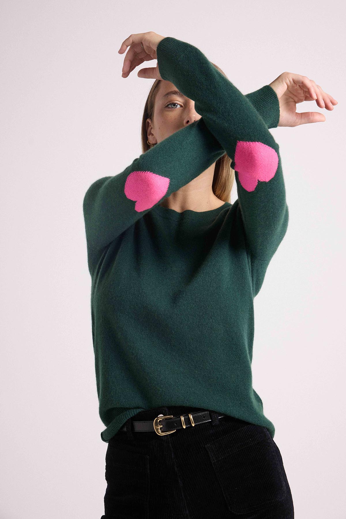 Zaime vert coeurs rose