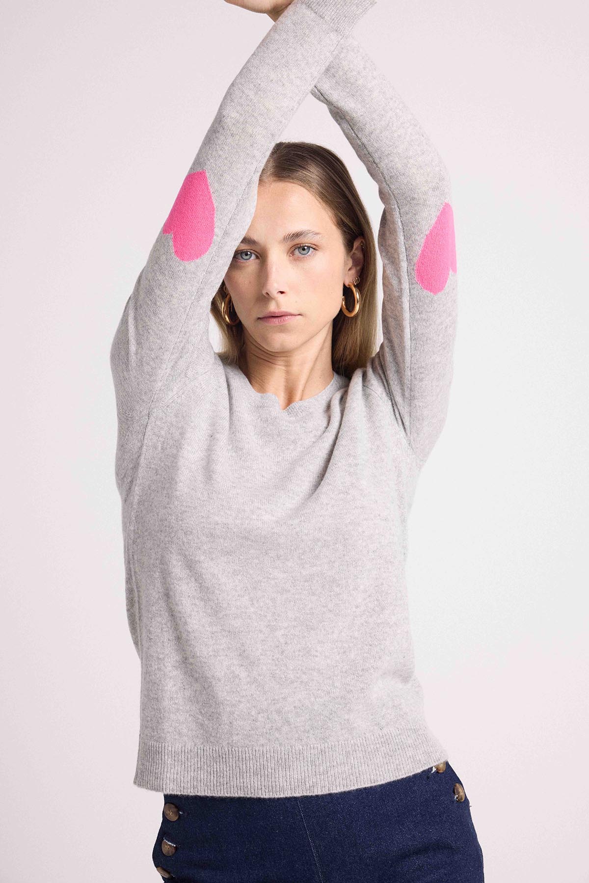 Zaime gris coeurs rose