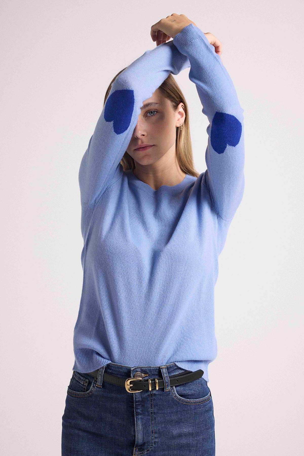 Zaime bleu ciel coeurs bleu