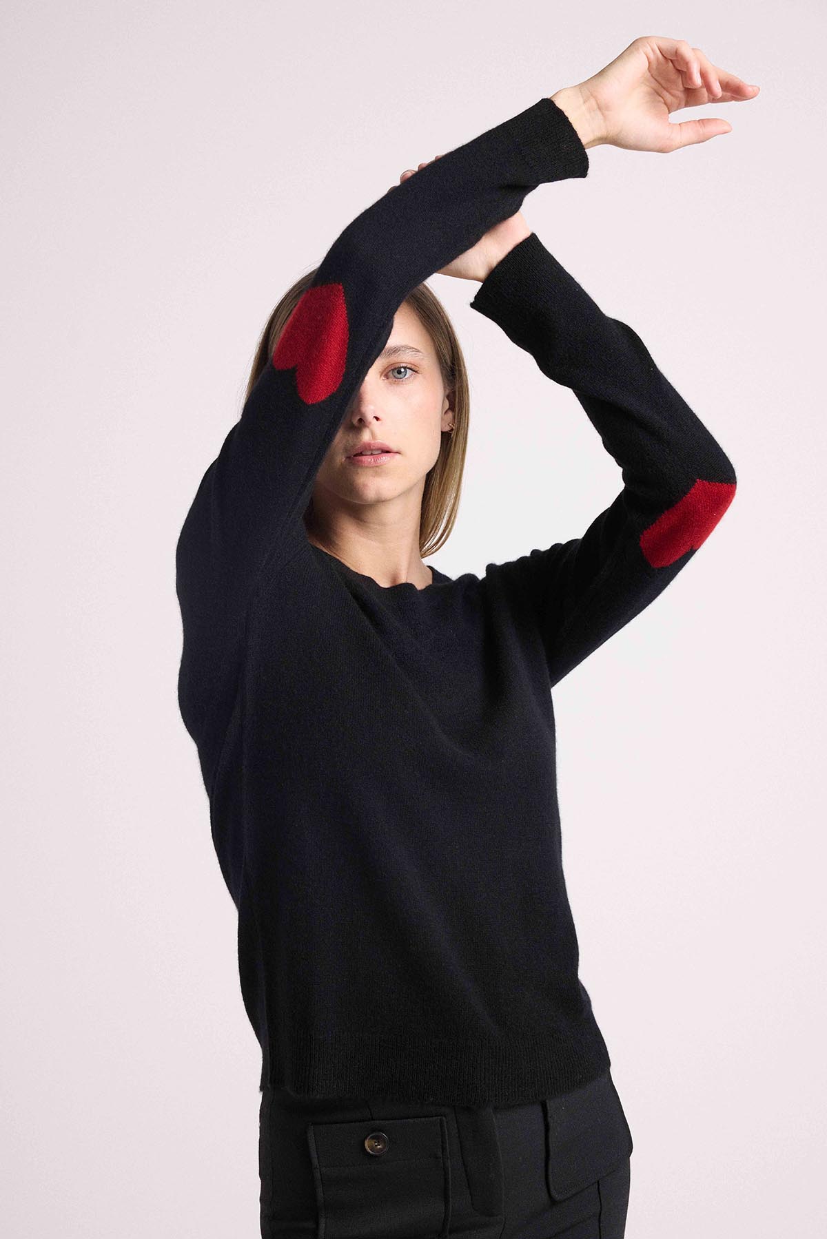 Zaime noir coeurs rouge