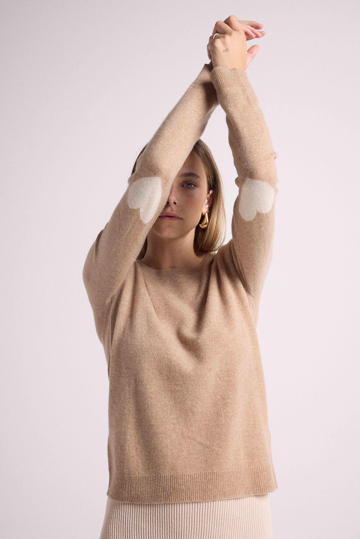 Zaime beige coeurs blanc