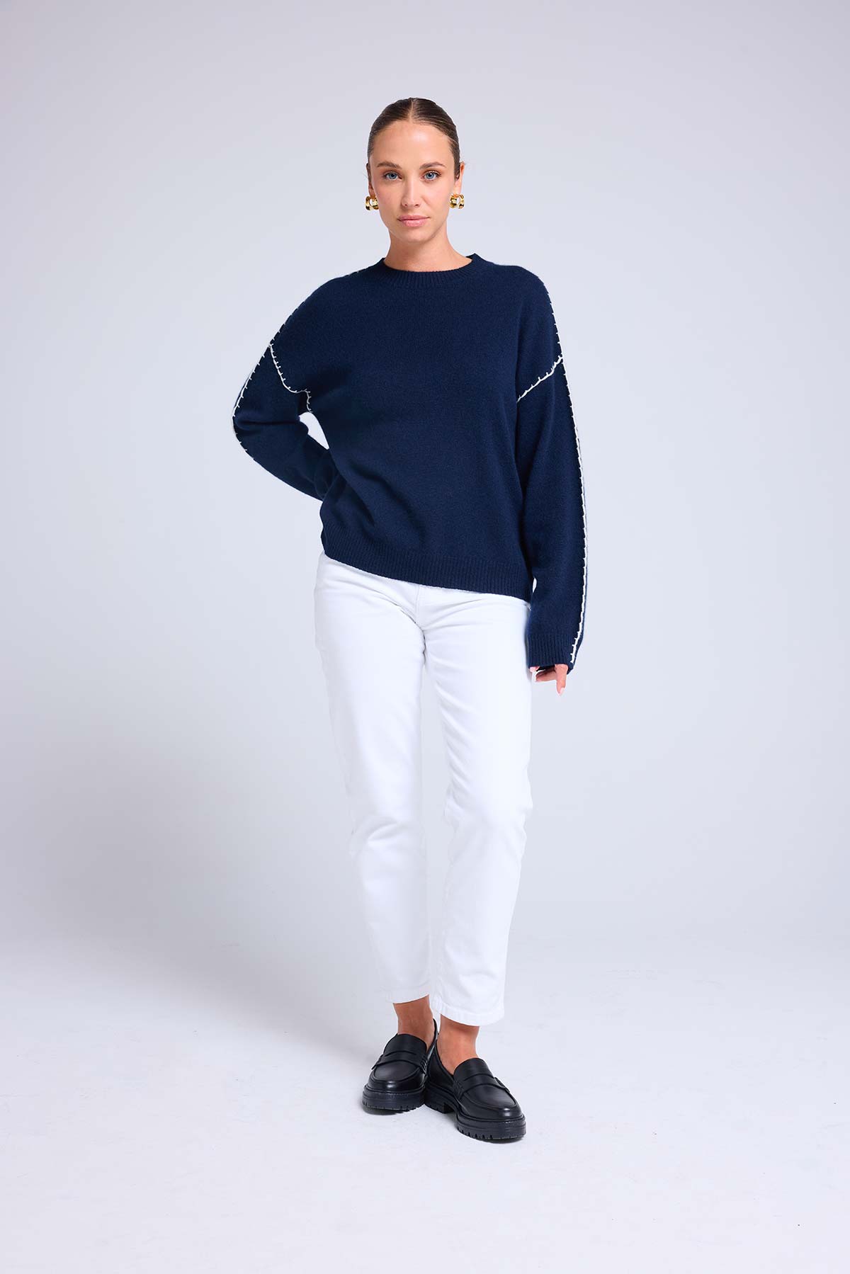 Clarisse bleu marine blanc