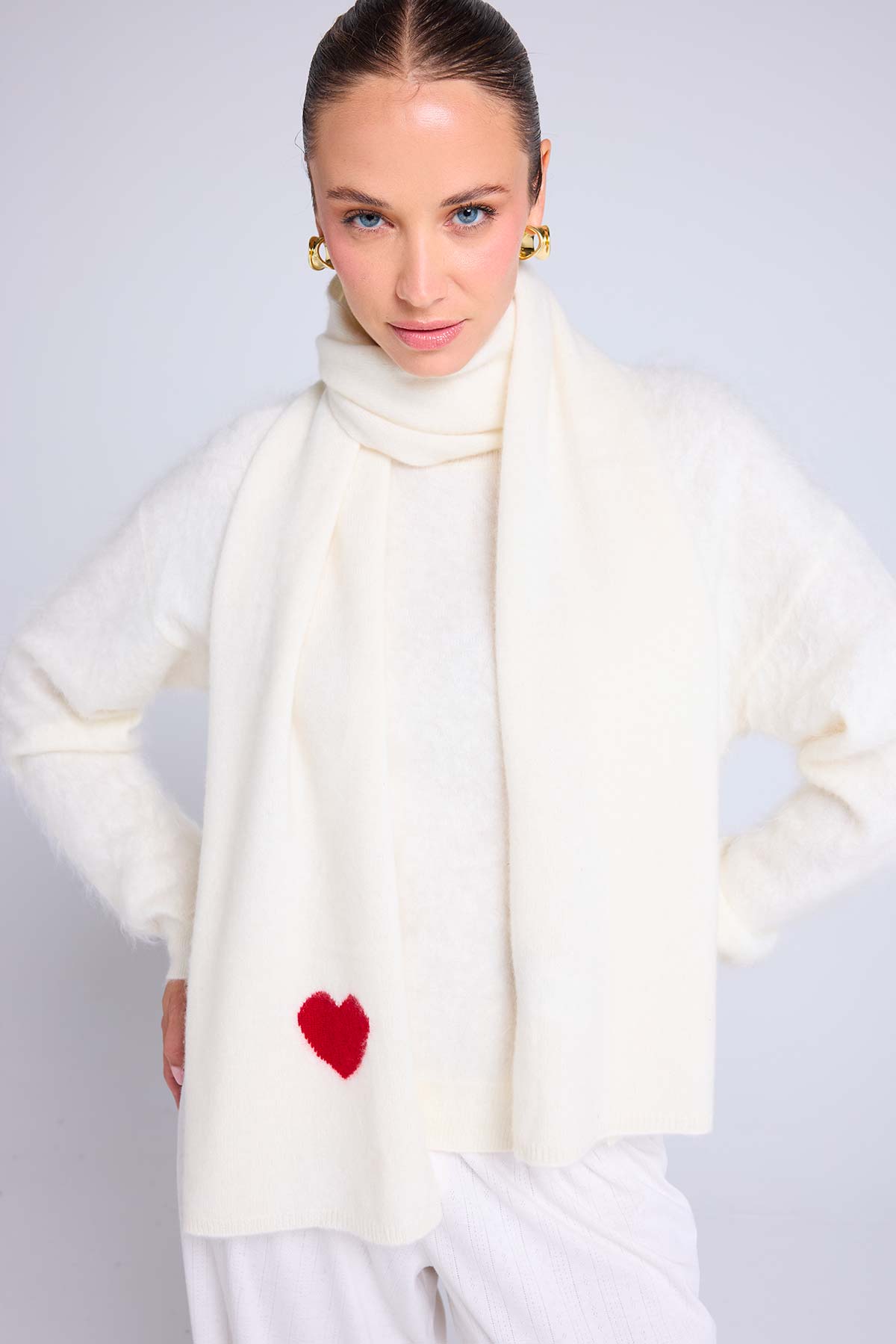 Echarpe blanc rouge