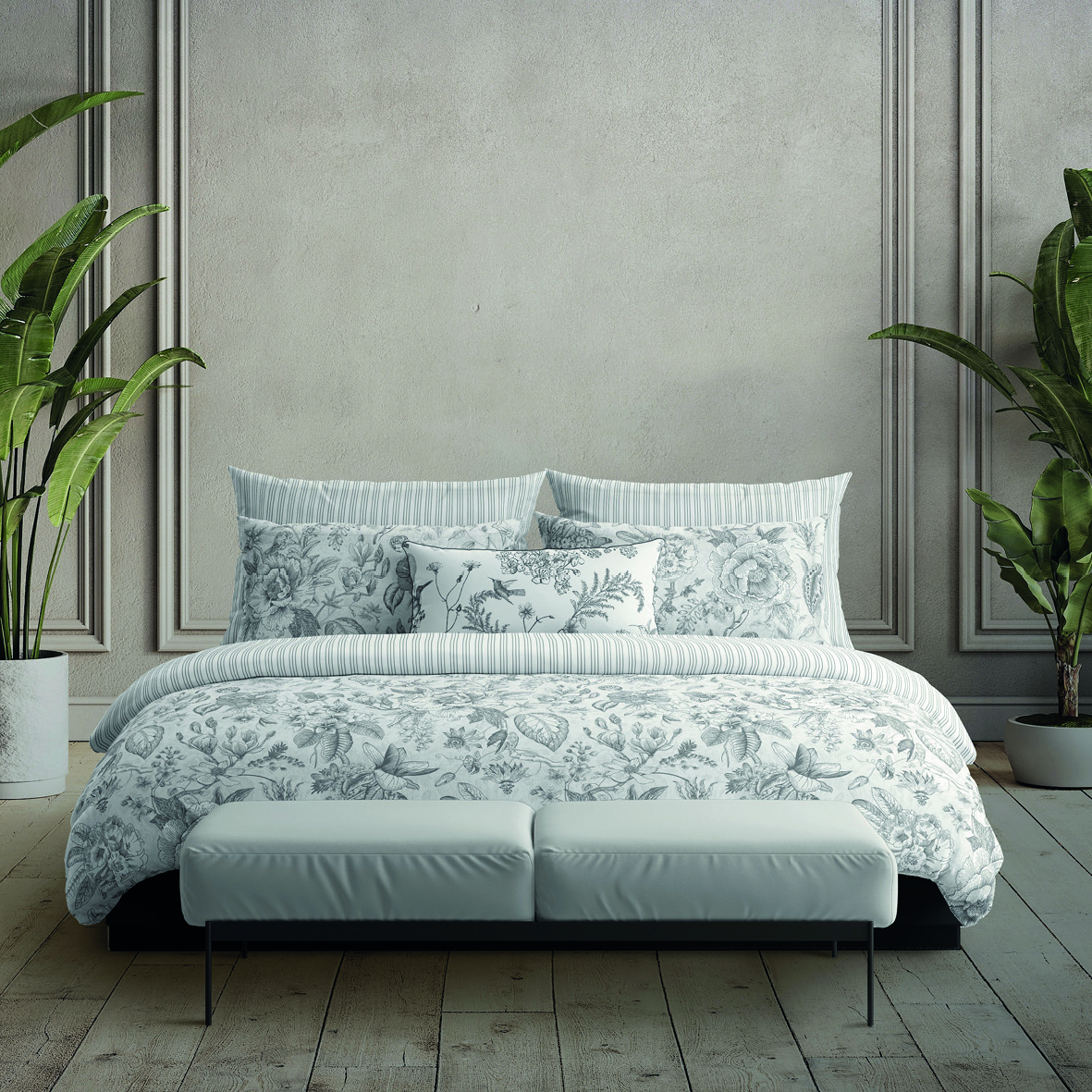 Édredon avec glands Fleurs esquissées – Image 5