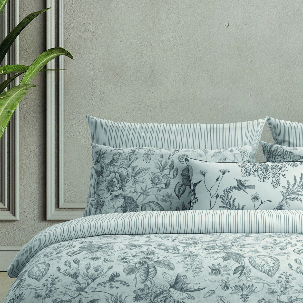 Édredon avec glands Fleurs esquissées – Image 4