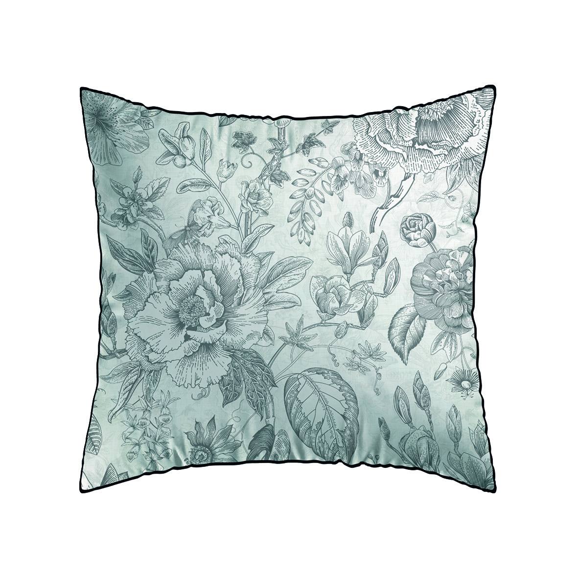 Set de 2 taies d'oreiller satin de coton Fleurs esquissées