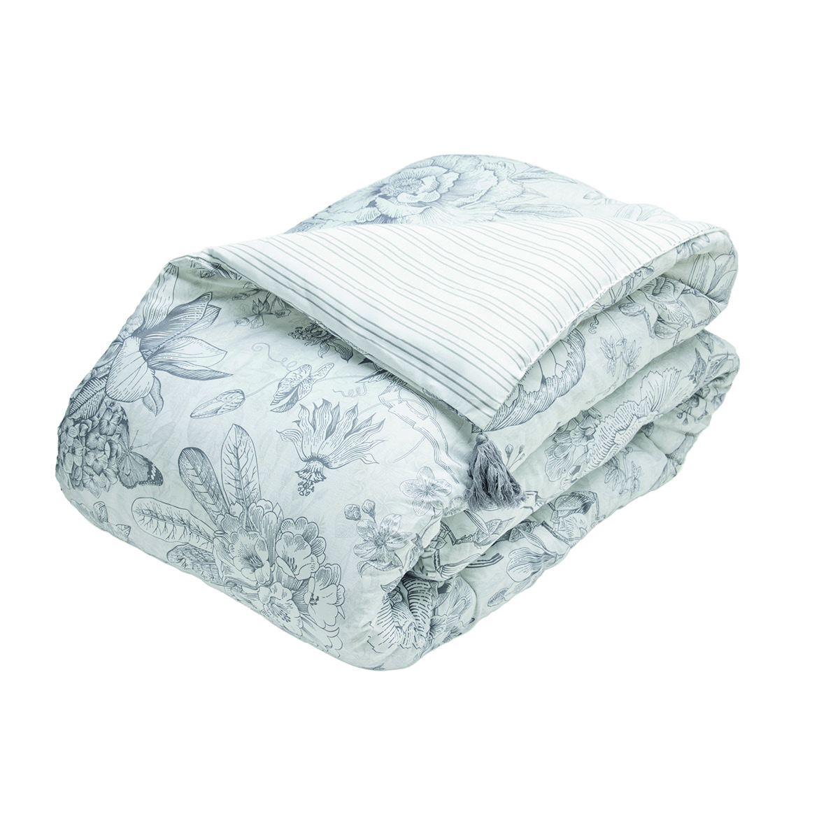 Édredon avec glands Fleurs esquissées