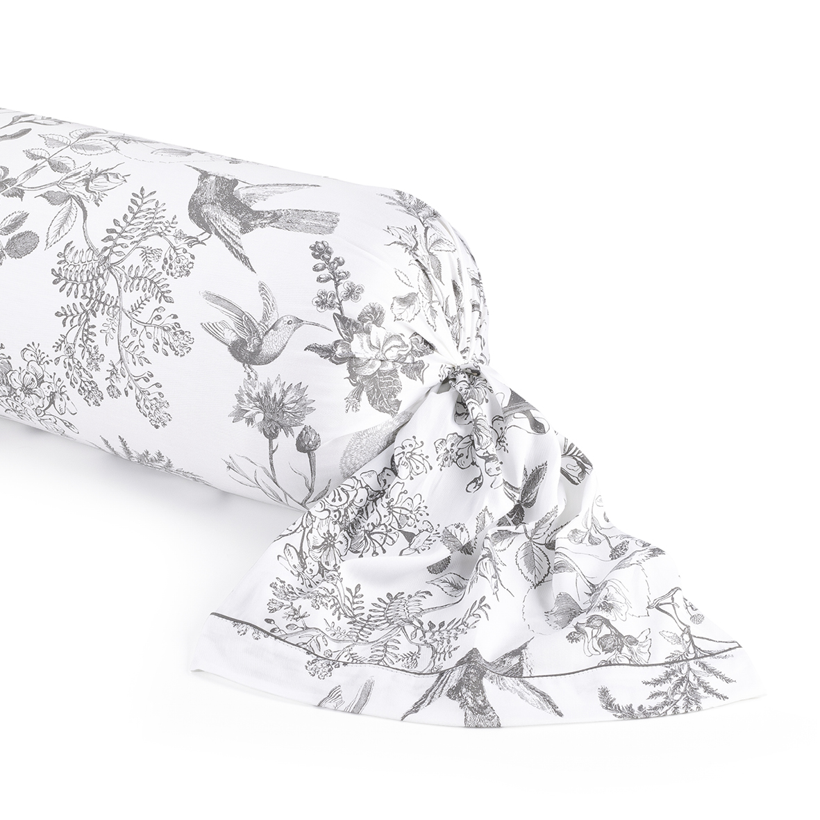 Taie de traversin satin de coton Colibri floral