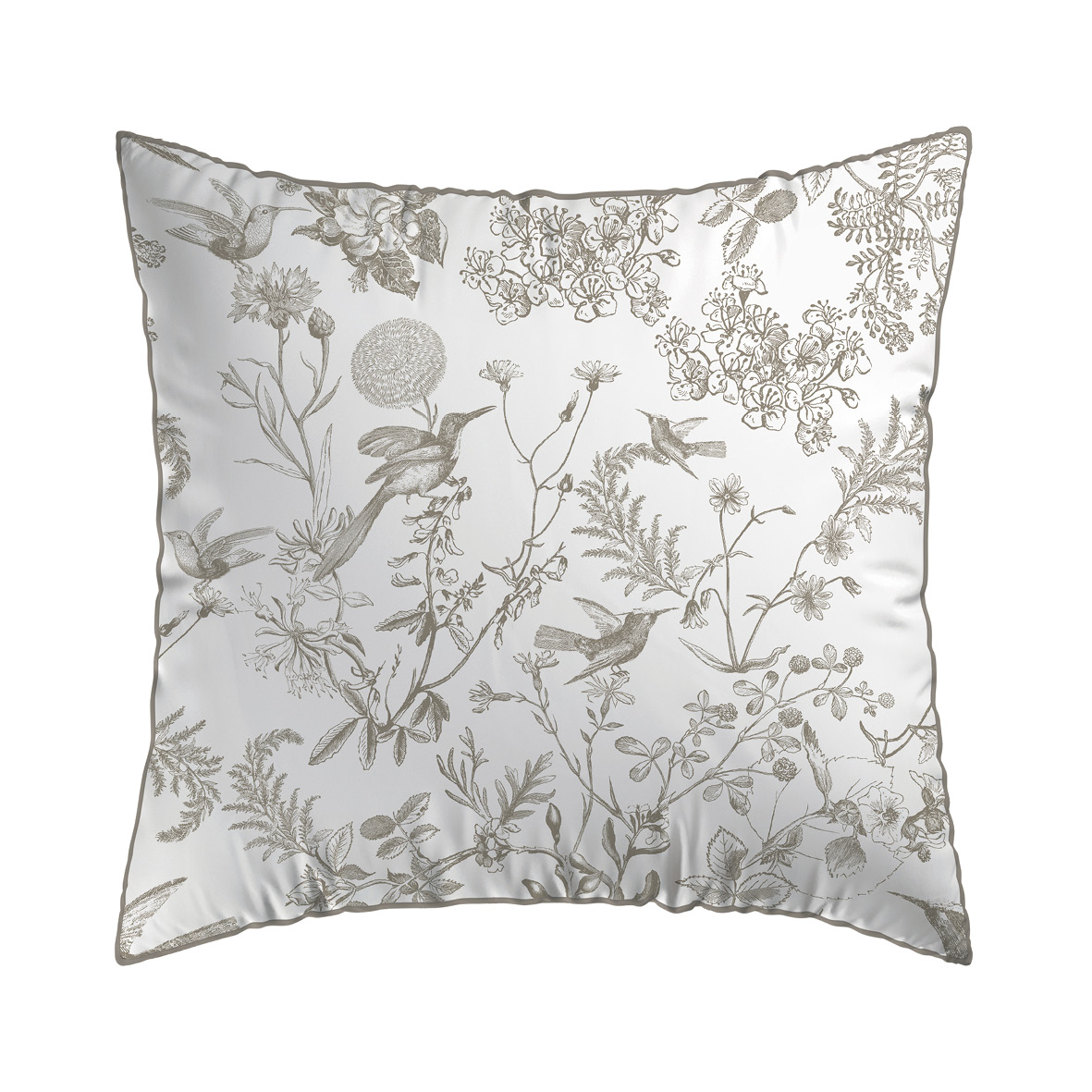 Set de 2 taies d'oreiller satin de coton Colibri floral